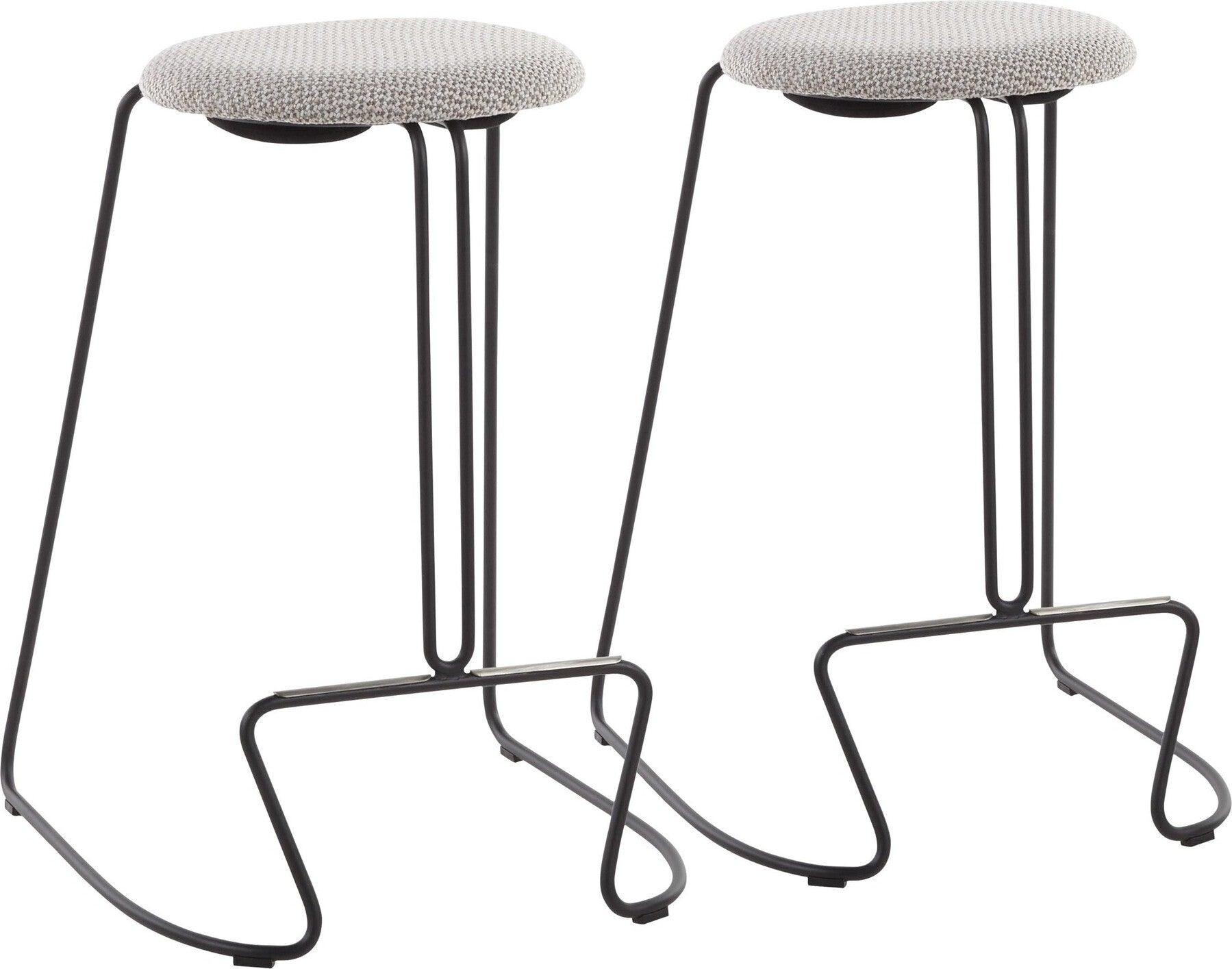 Lumisource Barstools - Finn Counter Stool (Set of 2) Black Steel & Light Gray