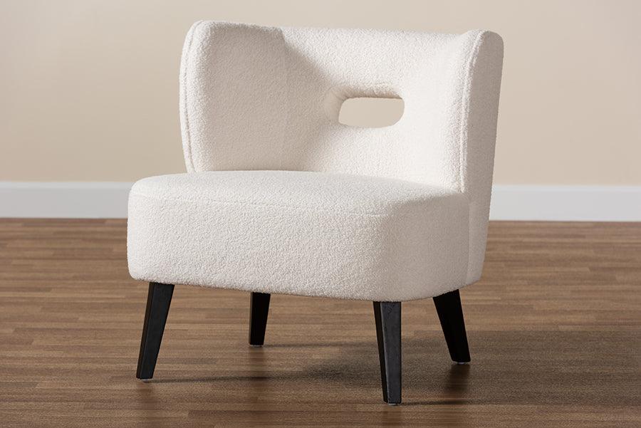 Wholesale Interiors Accent Chairs - Naara Modern Ivory Boucle Upholstered and Black Finished Wood Accent Chair