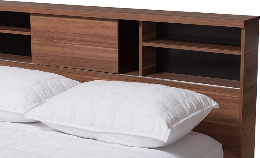 Wholesale Interiors Beds - Vanda Queen Bed Black/Walnut Brown