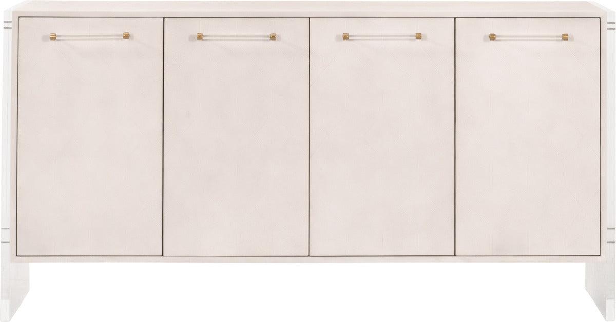 Essentials For Living TV & Media Units - Sonia Shagreen Media Sideboard White Shagreen, Lucite, Brushed Brass