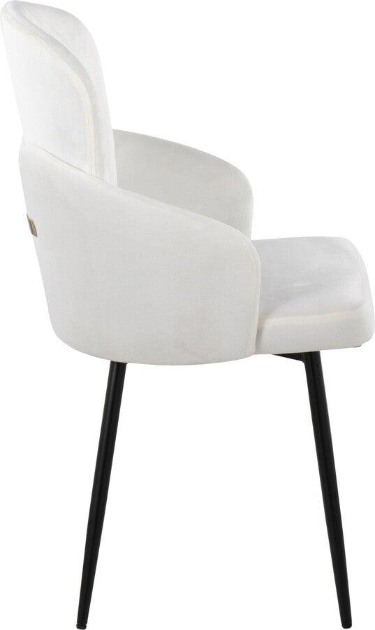 Lumisource Dining Chairs - Dahlia Contemporary Dining Chair In Black Metal & Cream Velvet With Gold Accent (Set of 2)