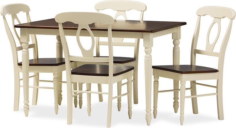 Wholesale Interiors Dining Sets - Napoleon Buttermilk & "Cherry" Brown Finishing Wood 5-Piece Dining Set