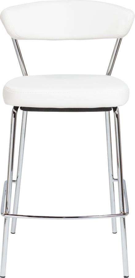 Euro Style Barstools - Draco-C Counter Stool In White With Chrome Base Frame And Base - Set Of 2