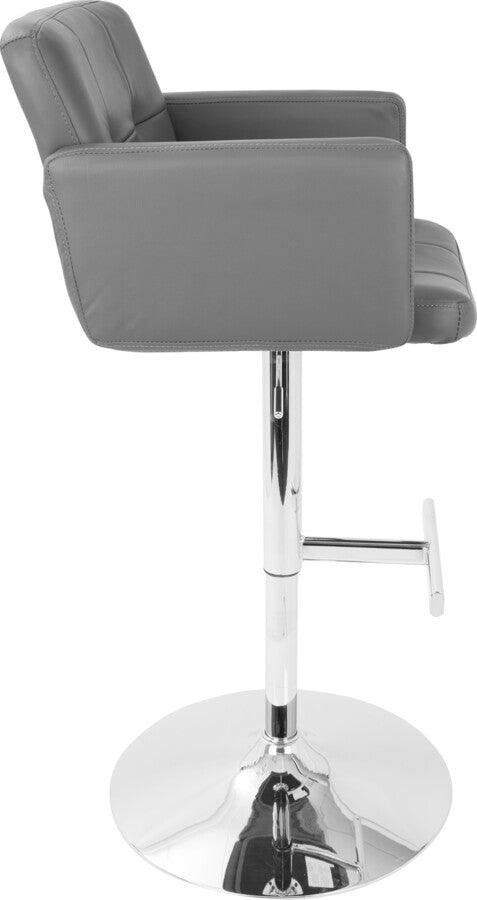 Lumisource Barstools - Stout Contemporary Adjustable Barstool with Swivel and Grey Faux Leather