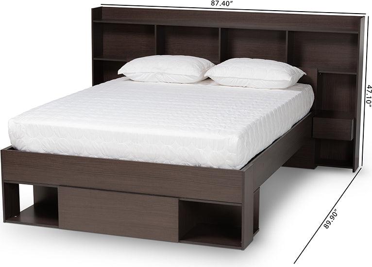 Wholesale Interiors Beds - Dexton Modern and Contemporary Dark Brown Wood Queen Size Platform Storage Bed