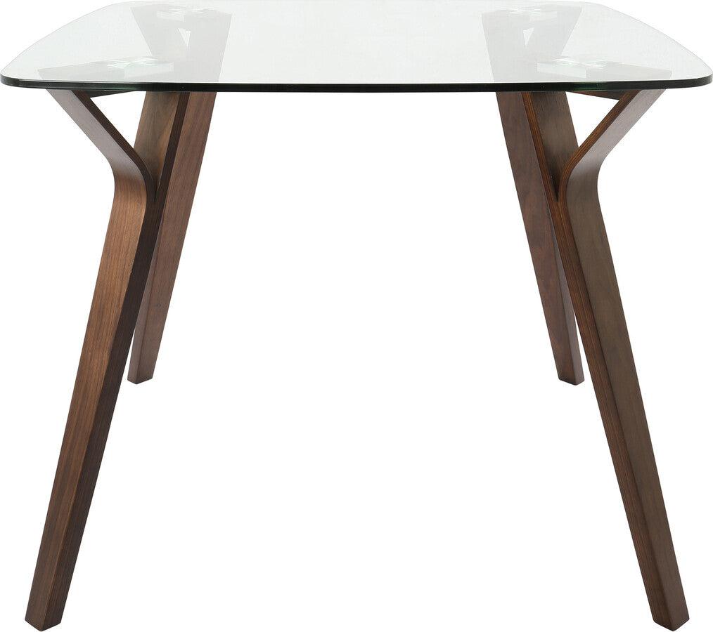 Lumisource Dining Tables - Folia Mid-Century Modern Dinette Table in Walnut and Glass