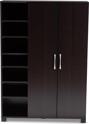 Wholesale Interiors Shoe Storage - Marine Wenge And Black Finished 2-Door Wood Entryway Shoe Storage Cabinet With Open Shelves