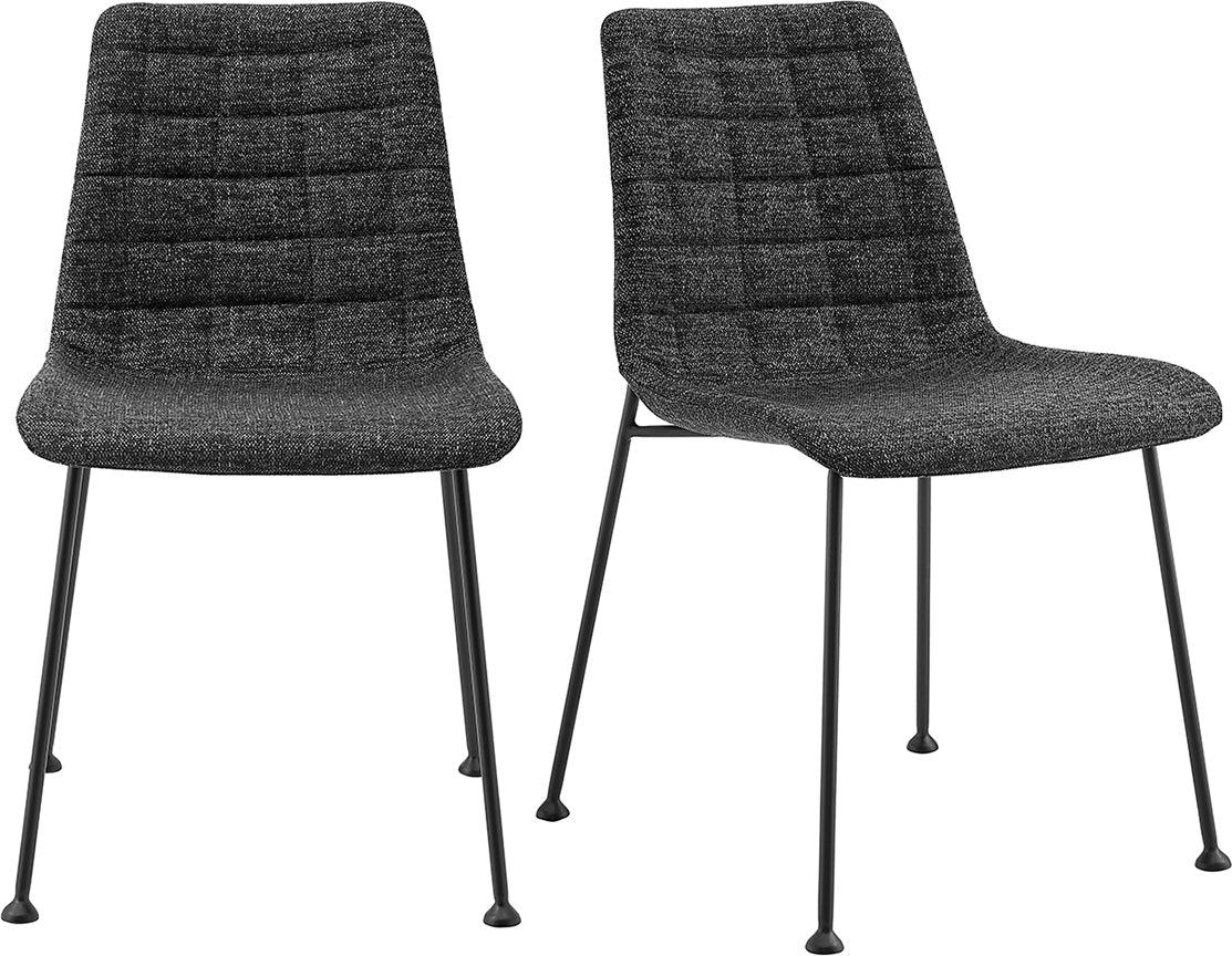 Euro Style Dining Chairs - Elma Side Chair in Black Fabric with Matte Black Frame and Legs - Set Of 2