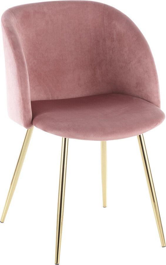 Lumisource Dining Chairs - Fran Contemporary Chair in Gold Metal and Pink Velvet - Set of 2
