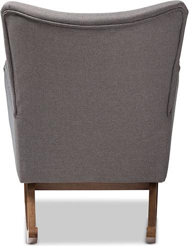 Wholesale Interiors Rocking Chairs - Waldmann Mid-Century Modern Grey Fabric Upholstered Rocking Chair