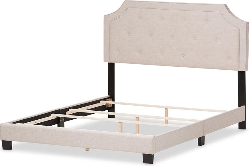 Wholesale Interiors Beds - Willis Modern And Contemporary Light Beige Fabric Upholstered King Size Bed