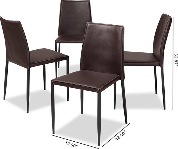 Wholesale Interiors Dining Chairs - Pascha Modern And Contemporary Brown Faux Leather Upholstered Dining Chair (Set Of 4)