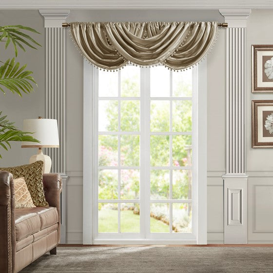 Olliix.com Curtains - Waterfall Valance (Single) Champagne