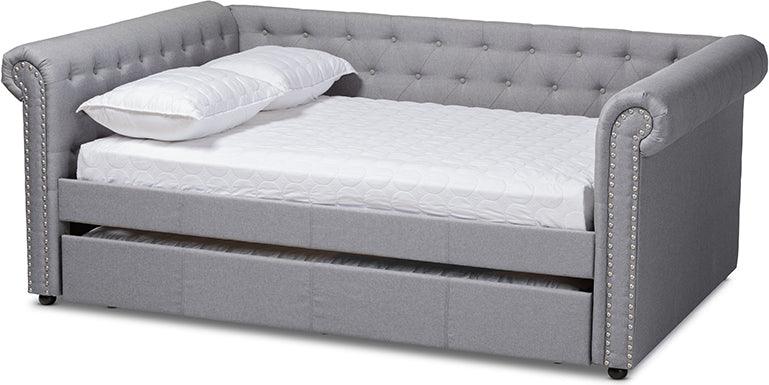Wholesale Interiors Daybeds - Mabelle Modern and Contemporary Gray Fabric Upholstered Queen Size Daybed with Trundle Gray