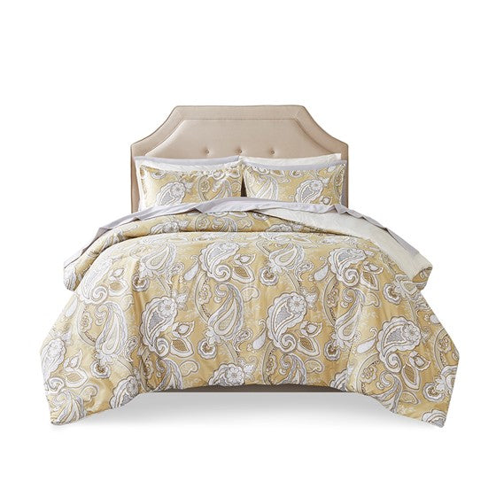 Olliix.com Comforters & Blankets - Paisley Print 9 Piece Comforter Set with Sheets Wheat Queen