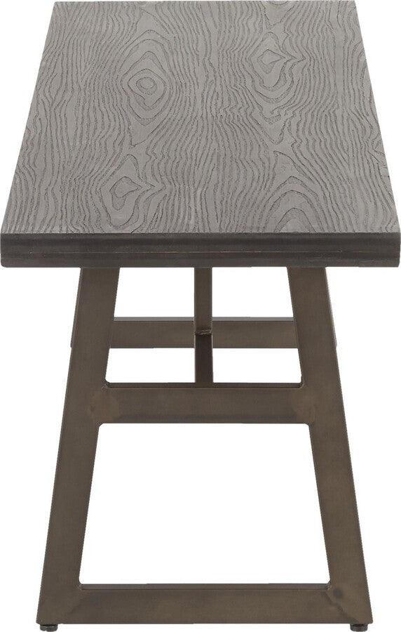 Lumisource Benches - Geo Industrial Bench in Antique Metal and Espresso Wood-Pressed Grain Bamboo