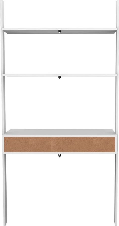 Manhattan Comfort Desks - Cooper Ladder Desk with 2 Floating Shelves in White