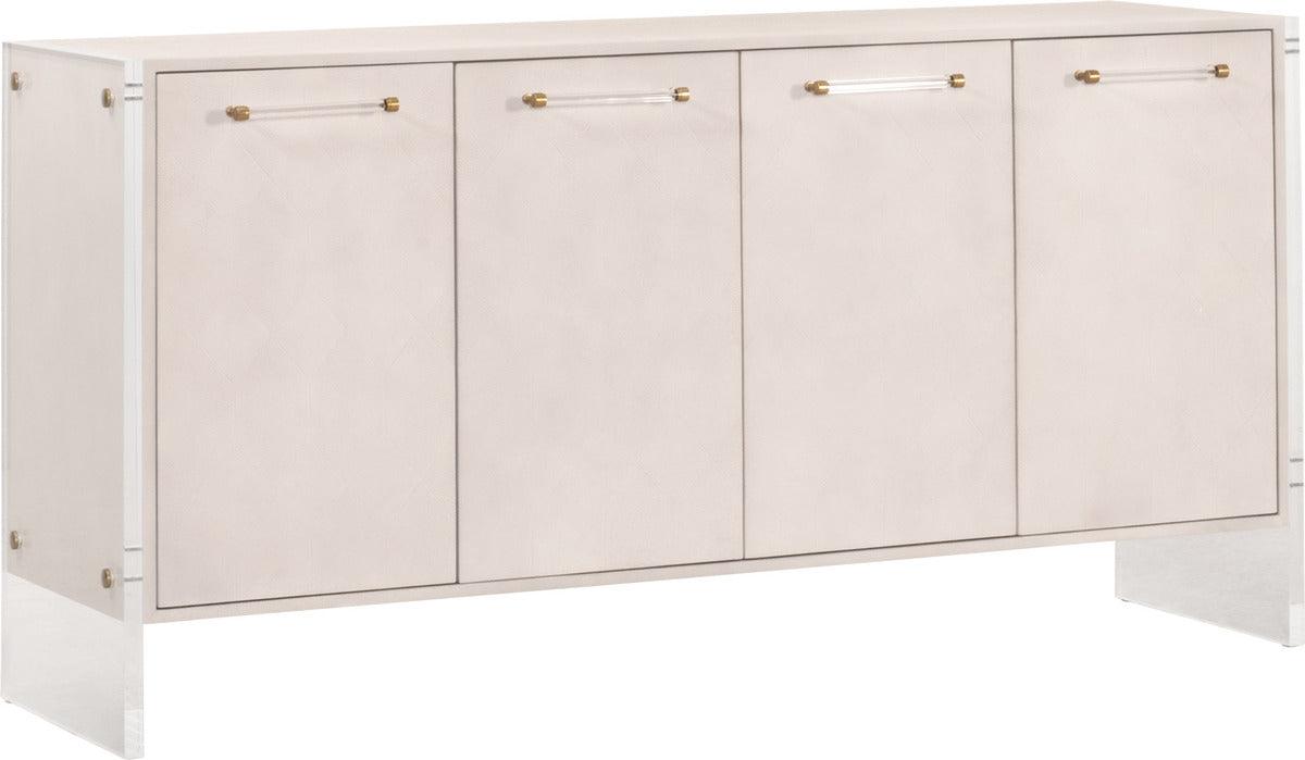Essentials For Living TV & Media Units - Sonia Shagreen Media Sideboard White Shagreen, Lucite, Brushed Brass