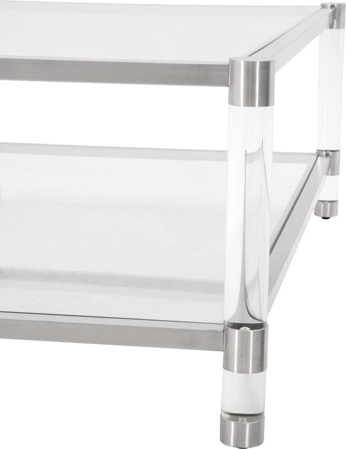 Essentials For Living Coffee Tables - Nouveau Coffee Table Brushed Stainless Steel Lucite