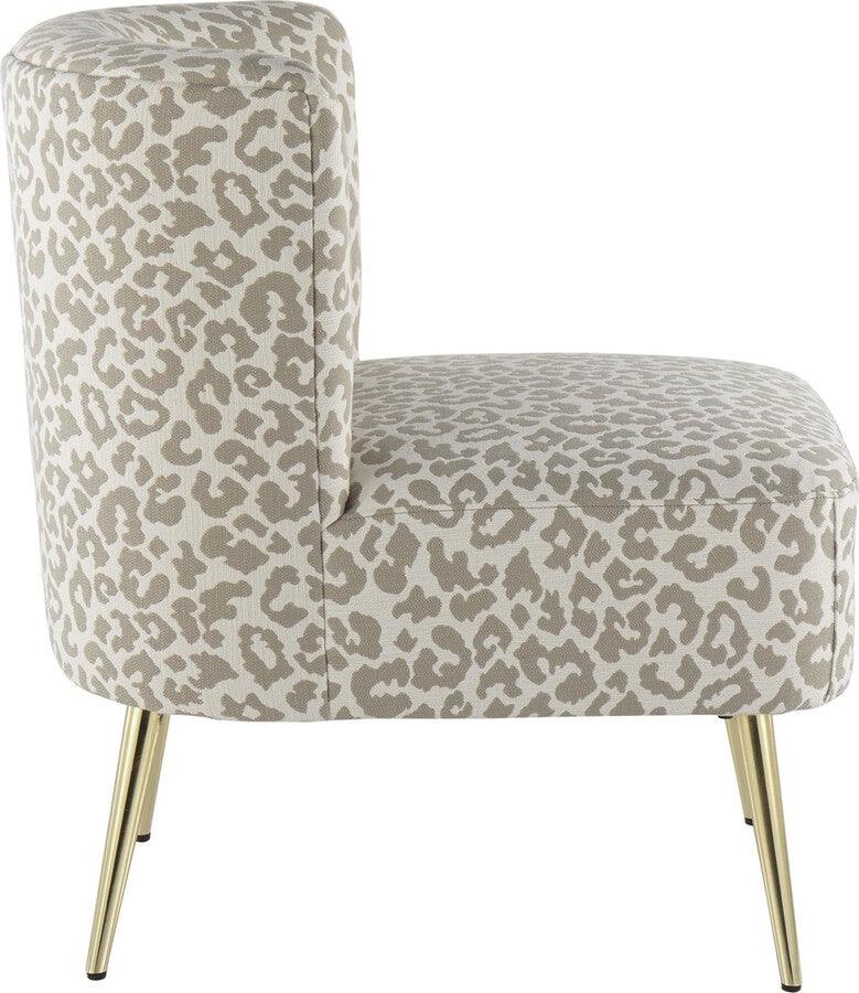 Lumisource Accent Chairs - Fran Slipper Chair 30.5" Gold Steel & Tan Leopard Fabric