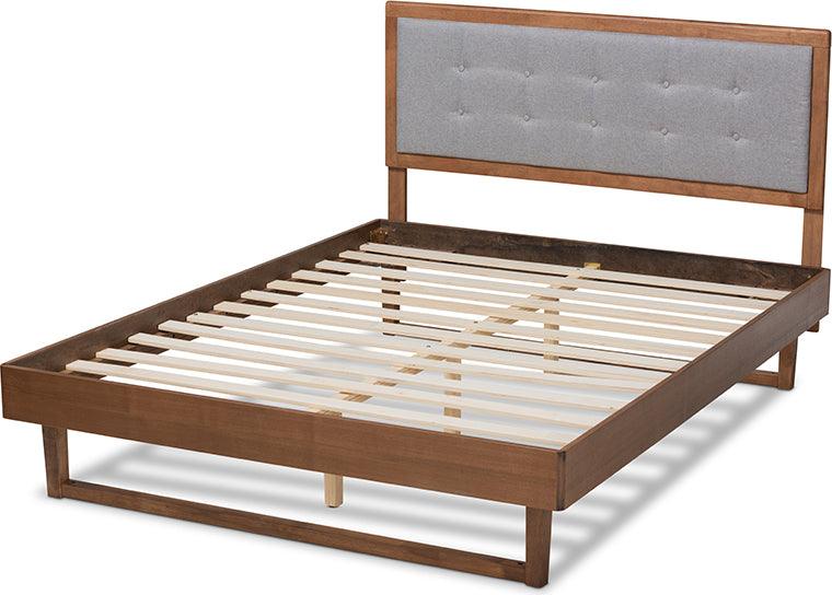 Wholesale Interiors Beds - Viviana Queen Bed Light Gray & Walnut