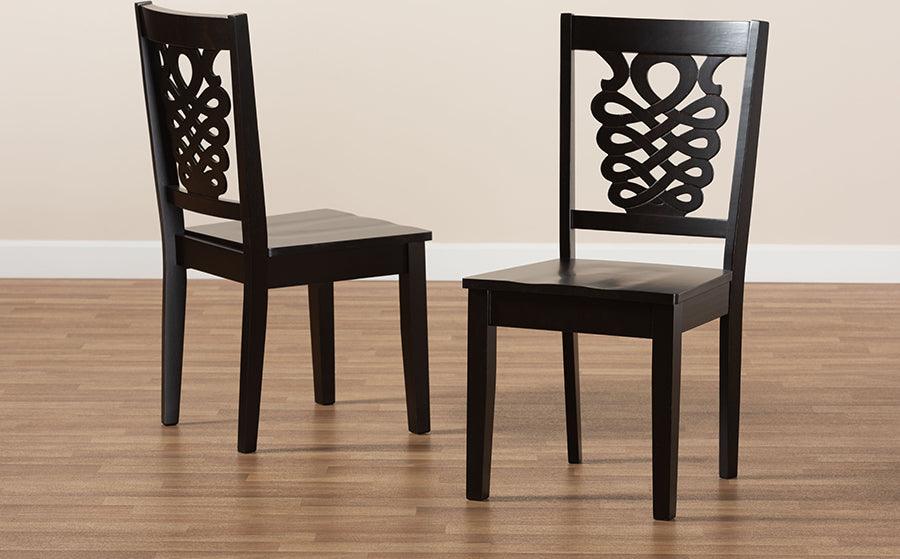 Wholesale Interiors Dining Chairs - Gervais Modern and Contemporary Transitional Dark Brown Finished Wood 2-Piece Dining Chair Set