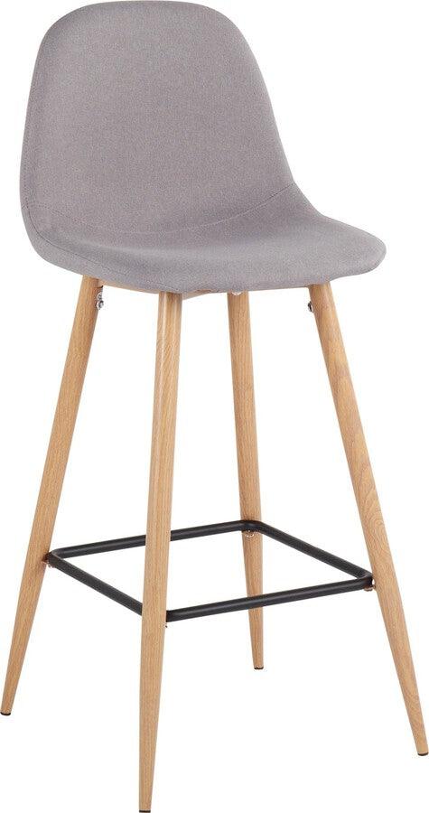 Lumisource Barstools - Pebble Barstool In Natural Metal & Light Grey Fabric (Set of 2)