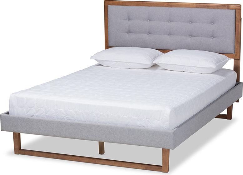 Wholesale Interiors Beds - Livinia Queen Bed Light Gray & Ash walnut