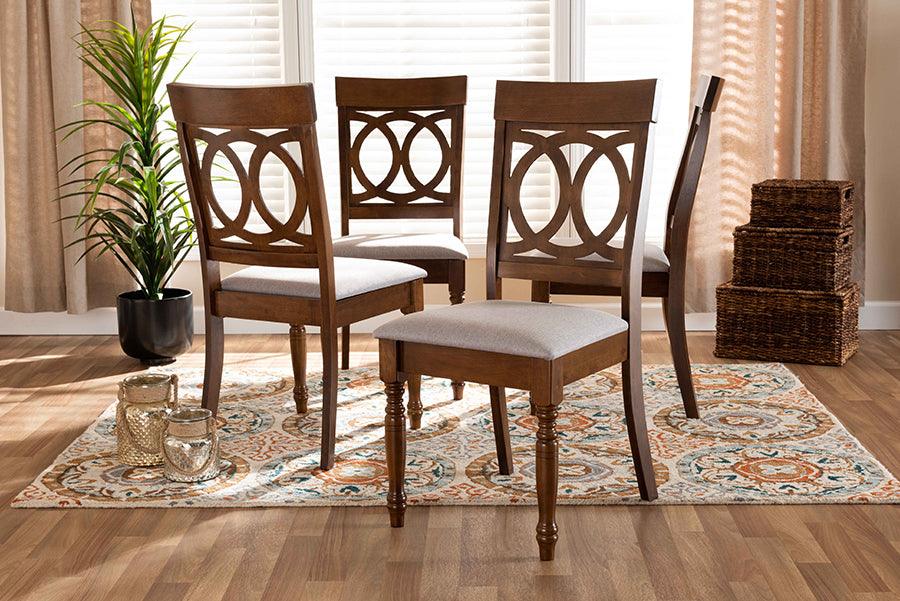 Wholesale Interiors Dining Chairs - Lucie Grey Fabric Upholstered and Walnut Brown Finished Wood 4-Piece Dining Chair Set