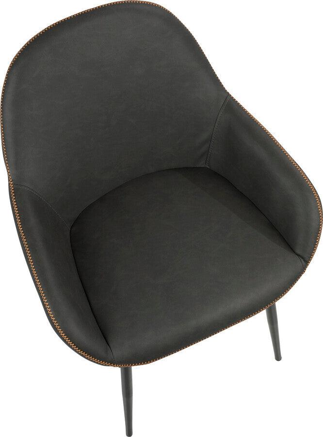 Lumisource Dining Chairs - Clubhouse Contemporary Dining Chair in Black with Grey Vintage Faux Leather - Set of 2