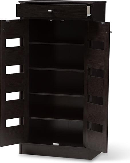 Wholesale Interiors Shoe Storage - Acadia Modern and Contemporary Wenge Brown Finished Shoe Cabinet