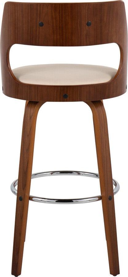 Lumisource Barstools - Cecina Barstool With Swivel In Walnut & Cream Faux Leather (Set of 2)
