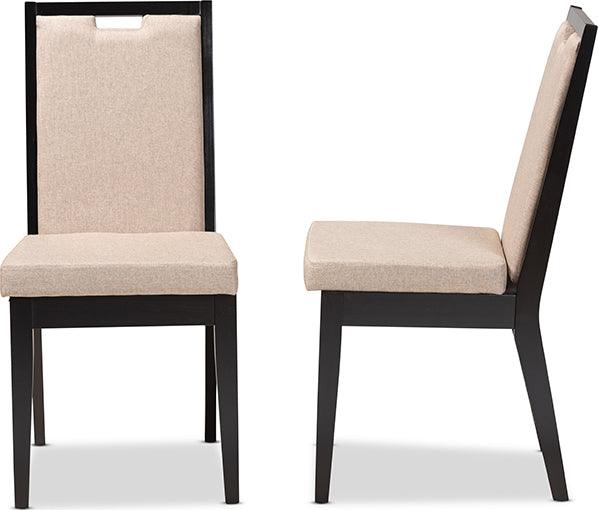 Wholesale Interiors Dining Chairs - Octavia Sand Fabric Upholstered and Dark Brown Finished Wood 2-Piece Dining Chair Set