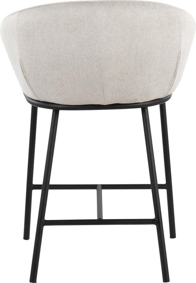 Lumisource Barstools - Ashland Counter Stool In Black Steel & Cream Fabric (Set of 2)