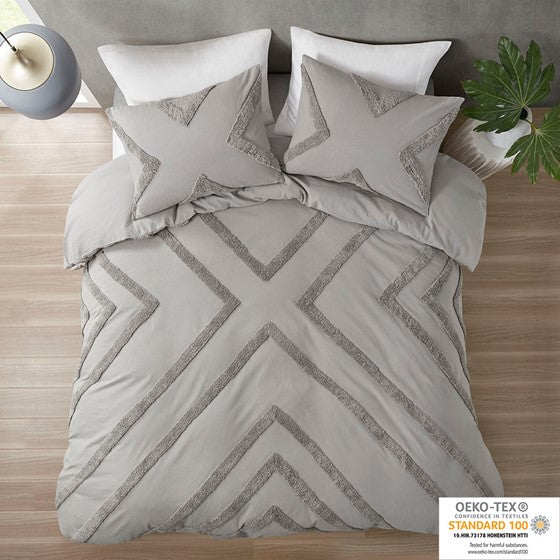 Olliix.com Comforters & Blankets - Cotton Chenille Comforter Set Grey Full/Queen