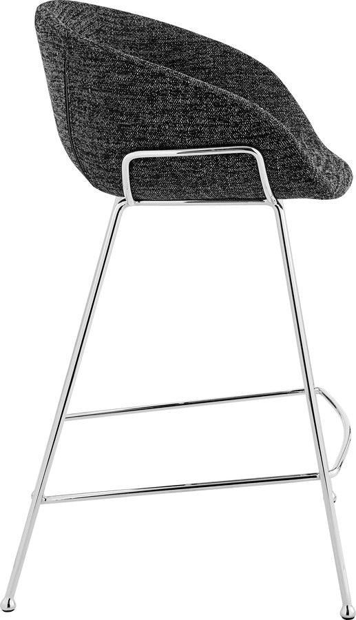 Euro Style Barstools - Zach-C Counter Stool with Black Fabric and Chromed Steel Frame and Legs - Set of 2