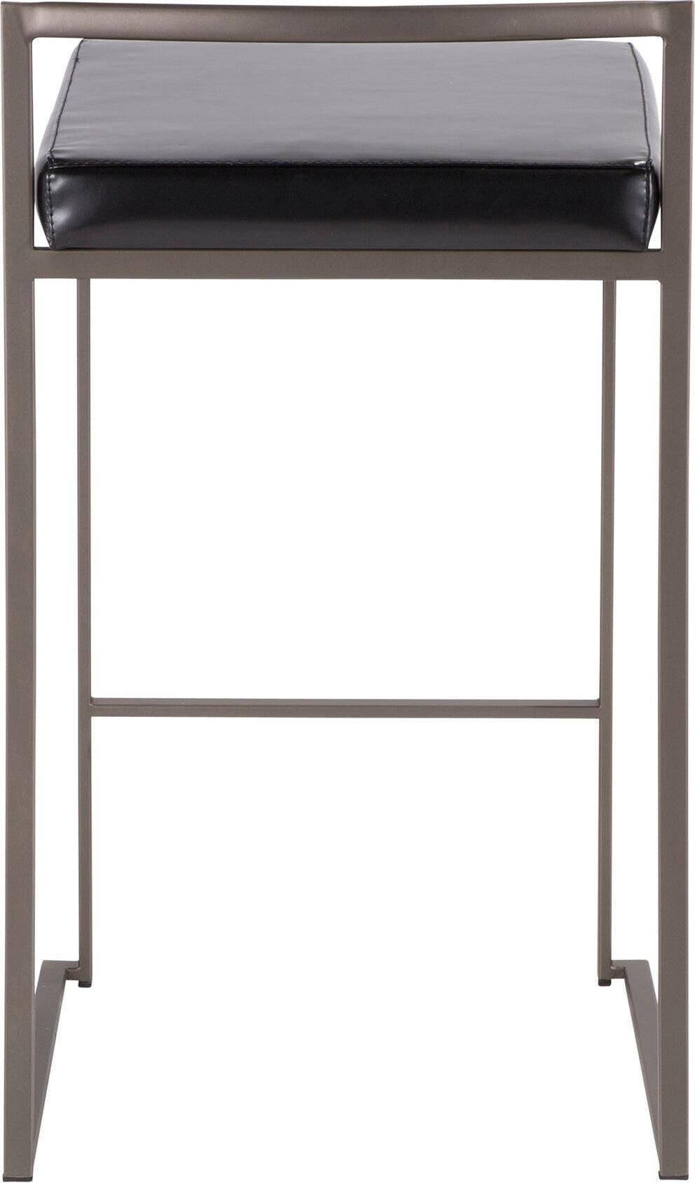 Lumisource Barstools - Fuji Stacker Counter Stool Antique & Black (Set of 2)