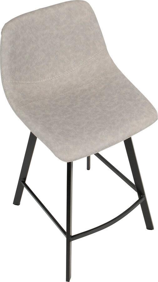 Lumisource Barstools - Outlaw Industrial Counter Stool in Black with Grey Faux Leather - Set of 2