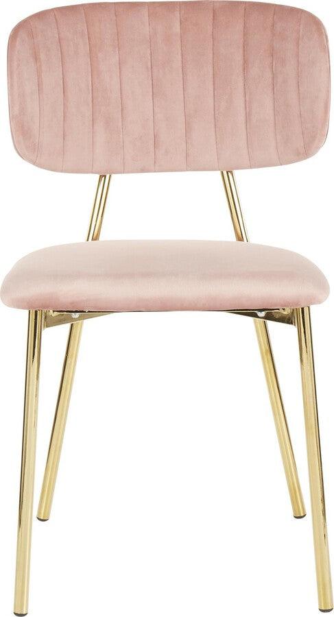 Lumisource Accent Chairs - Bouton Contemporary/Glam Chair In Gold Metal & Blush Pink Velvet (Set of 2)