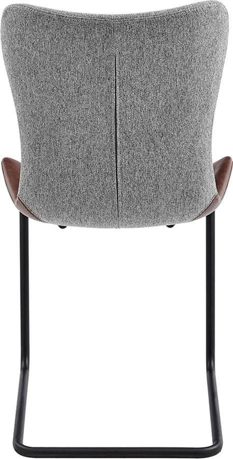 Euro Style Dining Chairs - Juni Side Chair in Gray Fabric and Light Brown Leatherette with Matte Black Base - Set of 2