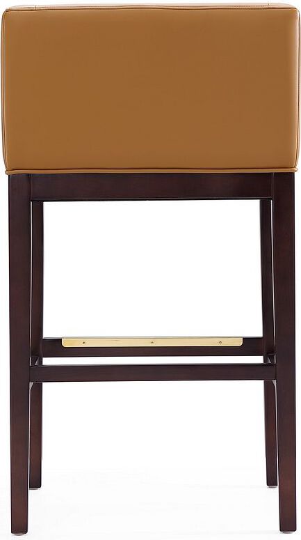 Manhattan Comfort Barstools - Kingsley 38 in. Camel and Dark Walnut Beech Wood Barstool