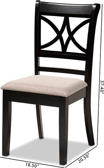 Wholesale Interiors Dining Chairs - Clarke Contemporary Sand Fabric and Brown Finished Wood 4-Piece Dining Chair Set
