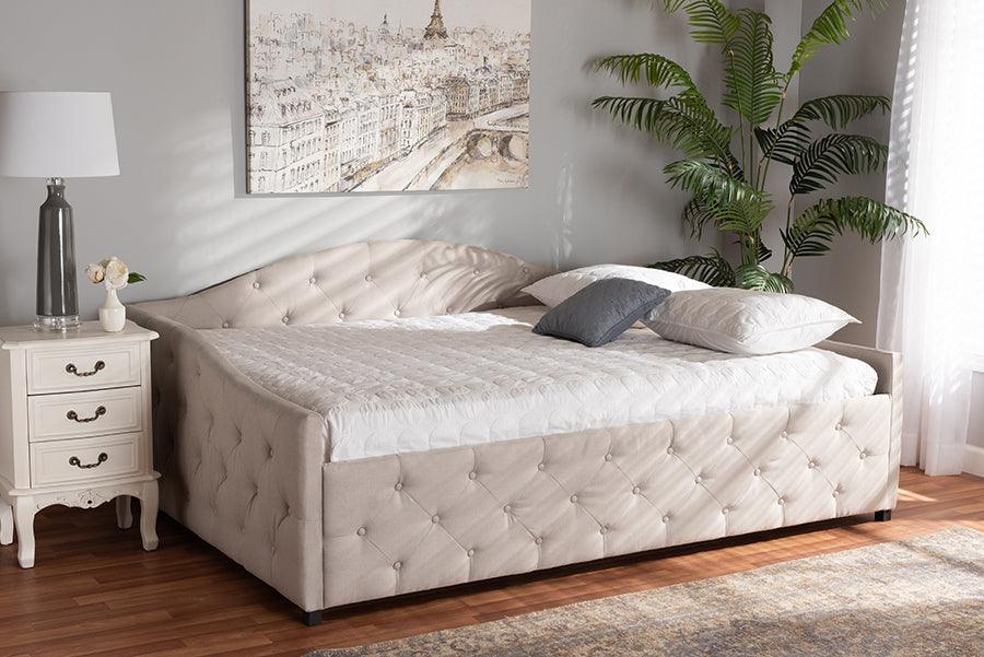 Wholesale Interiors Daybeds - Becker Modern and Contemporary Transitional Beige Fabric Queen Size Daybed