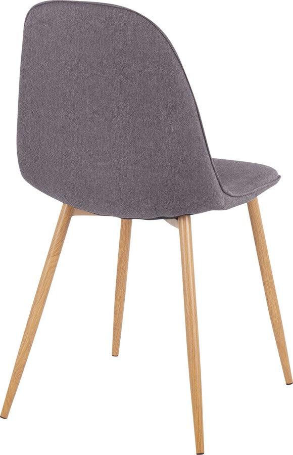 Lumisource Accent Chairs - Pebble Contemporary Chair In Natural Wood Metal & Charcoal Fabric (Set of 2)