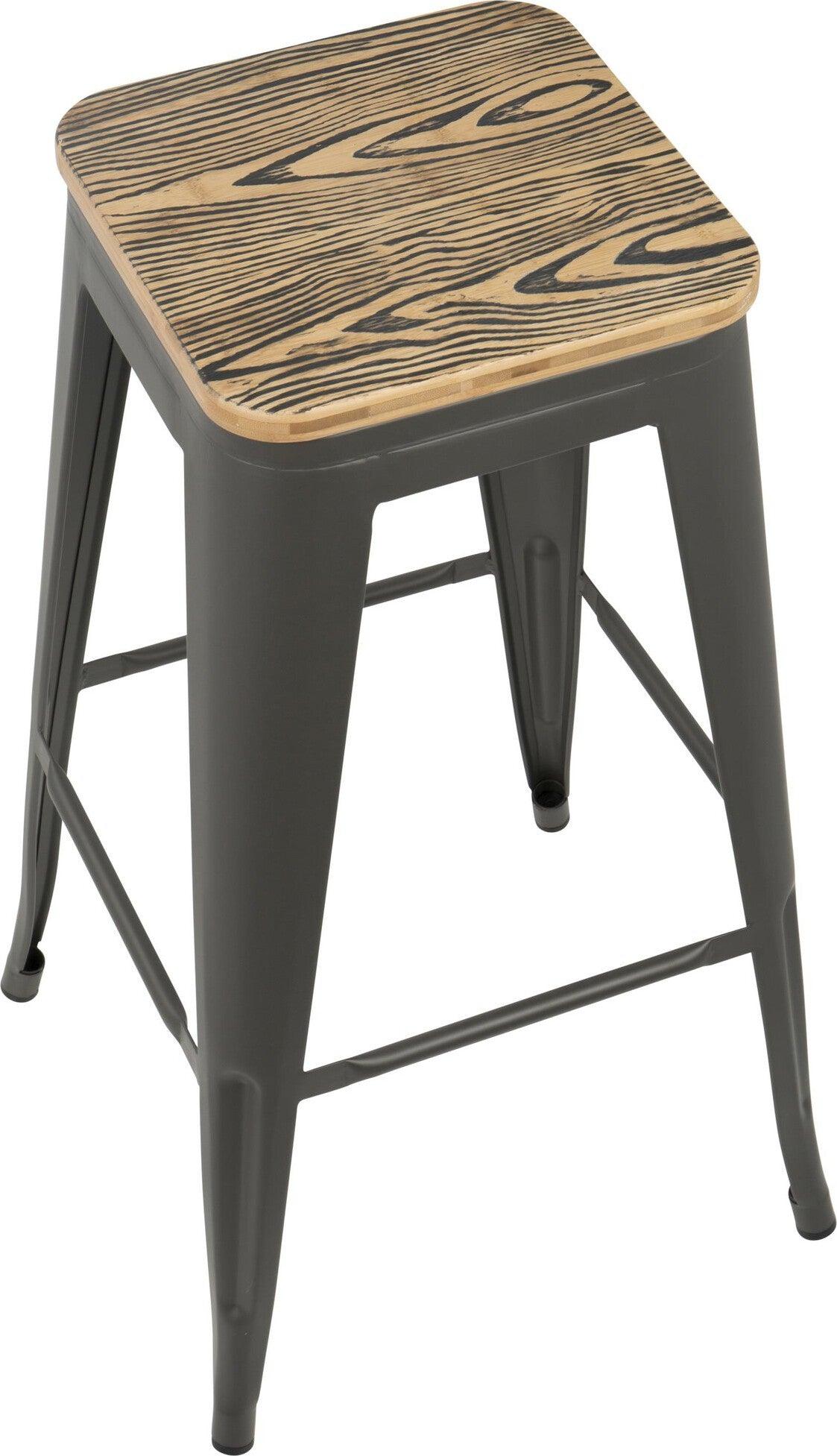 Lumisource Barstools - Oregon Barstool Medium Brown & Gray (Set of 2)