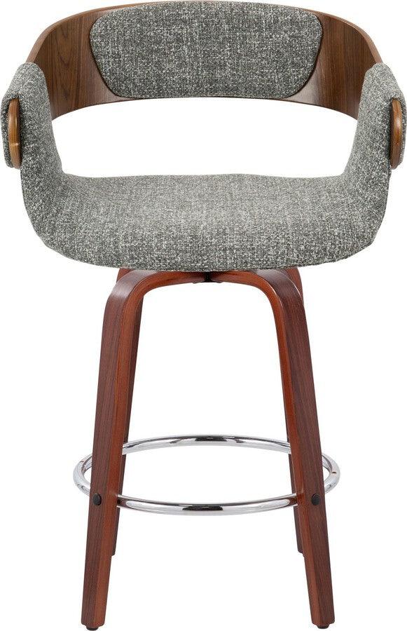 Lumisource Barstools - Elisa Counter Stool In Walnut & Grey Fabric (Set of 2)