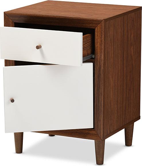 Wholesale Interiors Nightstands & Side Tables - Harlow Nightstand Walnut Brown/White