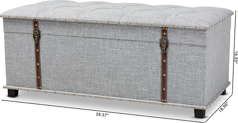 Wholesale Interiors Ottomans & Stools - Kyra Modern and Contemporary Grey Fabric Upholstered Storage Trunk Ottoman