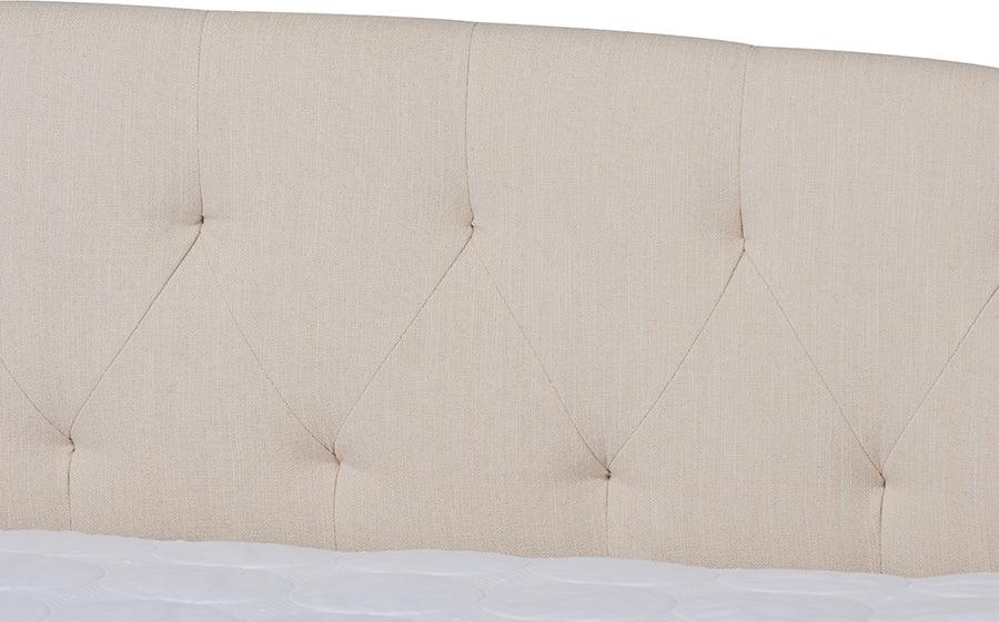 Wholesale Interiors Beds - Delora Contemporary Beige Fabric Full Size Daybed with Roll-Out Trundle Bed