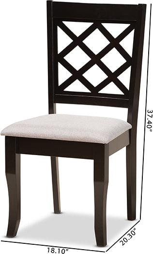 Wholesale Interiors Dining Chairs - Verner Grey Fabric Upholstered and Dark Brown Finished Wood 2-Piece Dining Chair Set